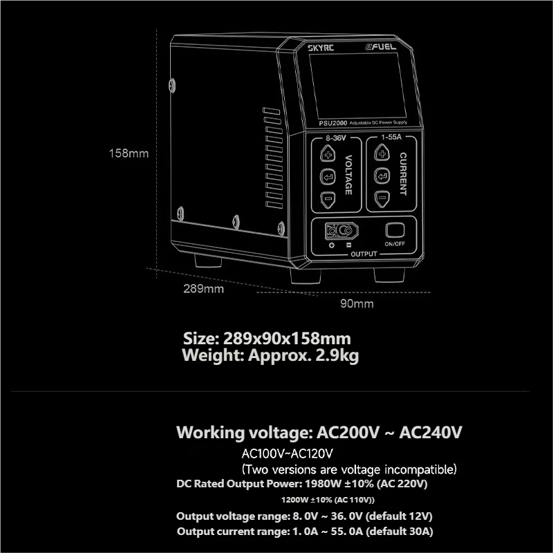 SKYRC PSU2000 1980W Verstelbar - Drone Charger recensie en prijs